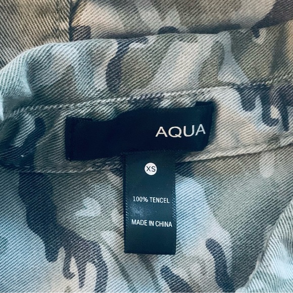AQUA Gray Camouflage Shirt Dress - Picture 6 of 6